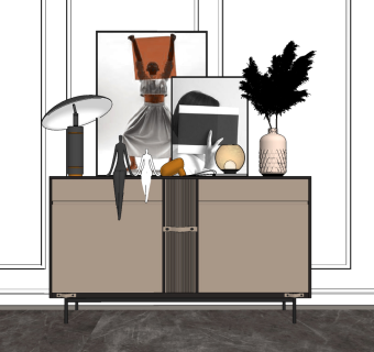 现代餐边柜su草图模型下载