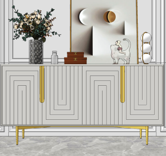 现代轻奢餐边柜su草图模型下载