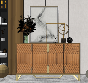 现代轻奢玄关柜,su草图模型下载