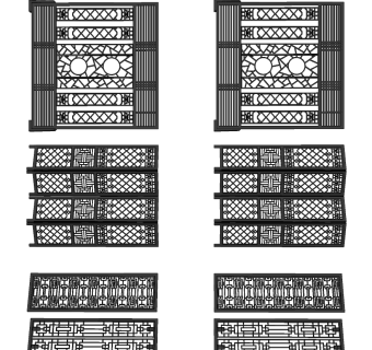 中式花格，隔断屏风  su草图模型下载