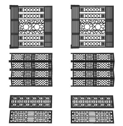 中式花格，隔断屏风  su草图模型下载