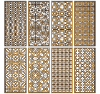 新中式，东南亚，泰式，屏风隔断花格 su草图模型下载