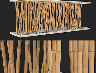 现代竹子竹竿，<em>栅栏</em>，隔断墙su草图模型下载