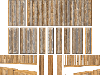 现代<em>竹子</em>，竹竿，屏风装饰 隔断装饰墙su草图模型下载