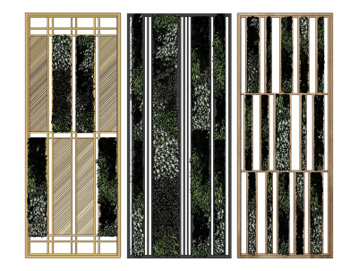 现代绿植装饰隔断屏风，绿植墙su草图模型下载