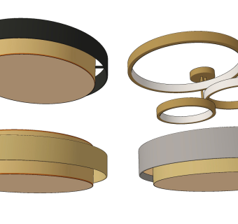 现代圆形吸顶灯组合su草图模型下载