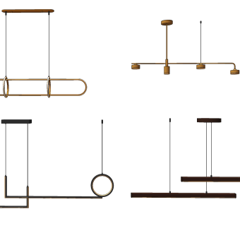 现代金属吊灯,su草图模型下载