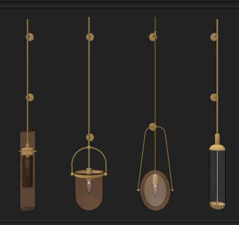 现代金属玻璃壁灯su草图模型下载