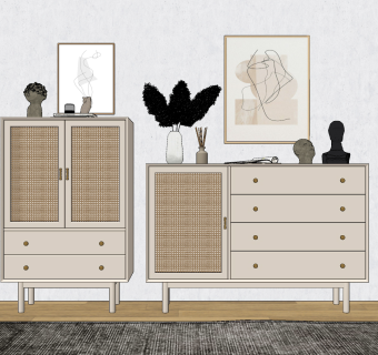 北欧餐边柜,玄关柜,su草图模型下载