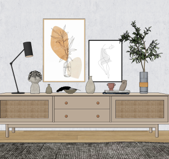 北欧电视柜su草图模型下载