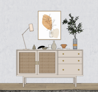 现代日式边柜,su草图模型下载