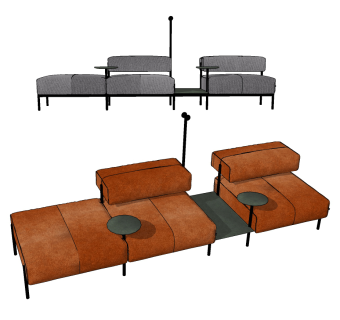 现代多人沙发su草图模型下载