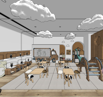 现代幼儿园教室,su草图模型下载