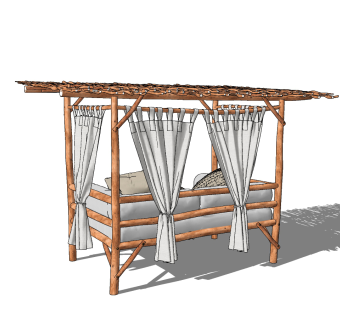 自然风户外沙发su草图模型下载