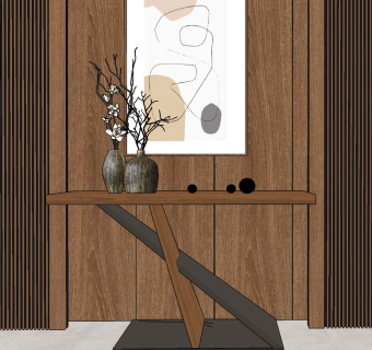 北欧简约玄关台su草图模型下载