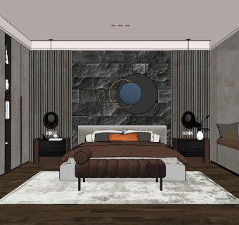 现代卧室su草图模型下载