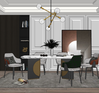 现代餐厅,su草图模型下载