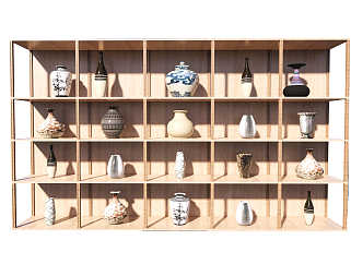 中式货架 罐子 花瓶 古董 古代罐子 古代生活用品su草图模型下载