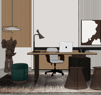 现代书房 ,su草图模型下载