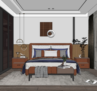 现代卧室 ,su草图模型下载