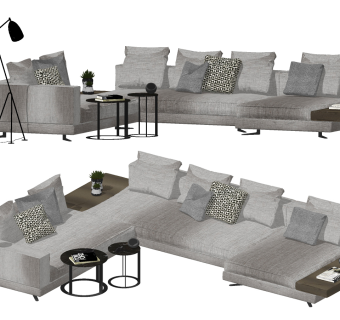 意大利 米洛提 minotti 现代多人沙发,su草图模型下载
