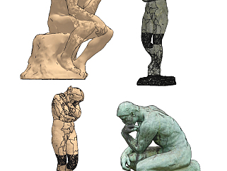 奥古斯特罗丹 欧式人体雕塑，摆台，<em>雕像su</em>草图<em>模型</em>下载