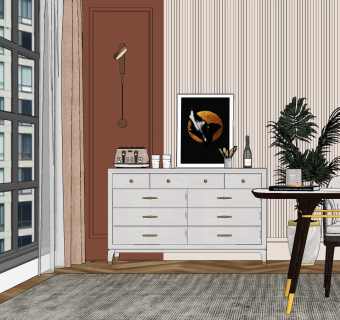 现代边柜,su草图模型下载