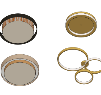 现代简约吸顶灯组合 ,su草图模型下载