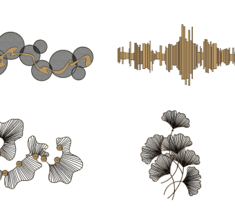 现代金属墙饰,su草图模型下载