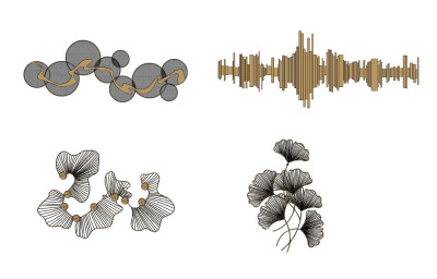 现代金属墙饰,su草图模型下载