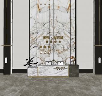 现代前台,吊灯 ,接待台su草图模型下载