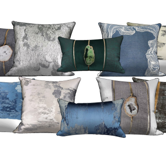 新中式抱枕组合,su草图模型下载