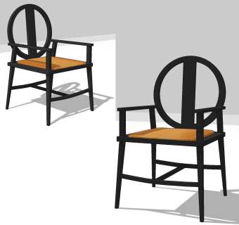 新中式单椅,椅子su草图模型下载