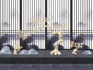 新中式景观<em>植物雕塑</em>,su草图模型下载