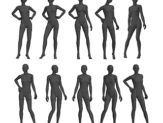 现代女性人体模特su草图模型下载