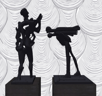 现代抽象人物雕塑摆件,摆台su草图模型下载