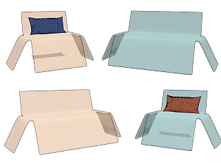 现代透明玻璃亚克力椅子 ,休闲椅su草图模型下载