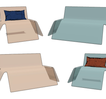 现代透明玻璃亚克力椅子 ,休闲椅su草图模型下载