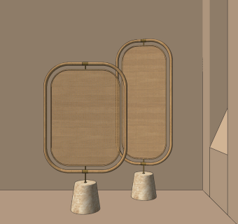 现代藤编屏风,su草图模型下载