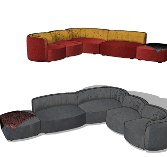 意大利 natuzzi 现代转角沙发 ,su草图模型下载