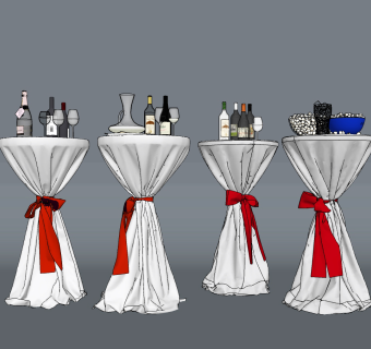 现代宴会婚庆圆桌组合su草图模型下载