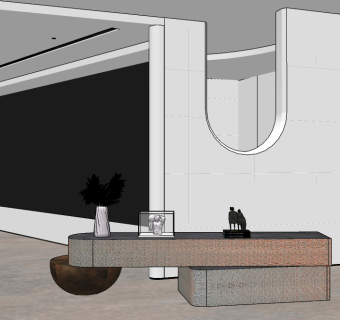 现代前台接待台,前台su草图模型下载