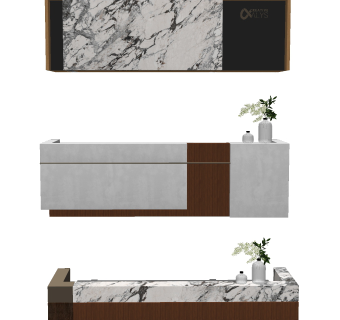 现代办公前台,接待台su草图模型下载