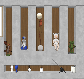 现代抽象人物雕塑饰品摆件su草图模型下载