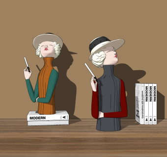 现代摩登女士摆件,雕塑,饰品su草图模型下载