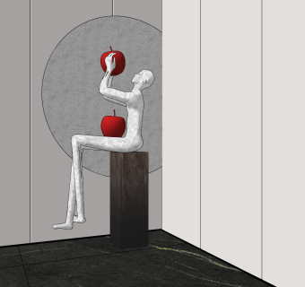 现代抽象人物雕塑su草图模型下载