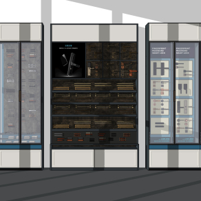 现代五金门锁，门把手拉手，展示柜，货架su草图模型下载