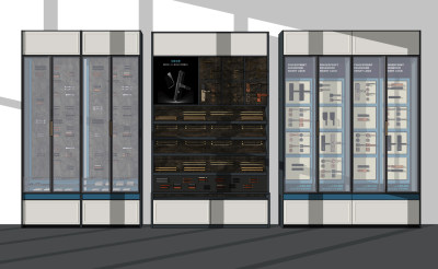 现代五金门锁，门把手拉手，展示柜，货架su草图模型下载