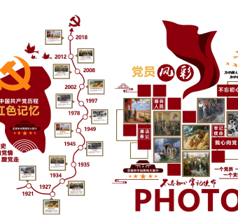 新中式党建，党组党政文化宣传栏，宣传墙su草图模型下载