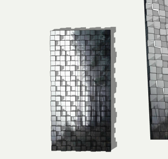 现代马赛克墙面造型，立体画挂饰墙饰su草图模型下载